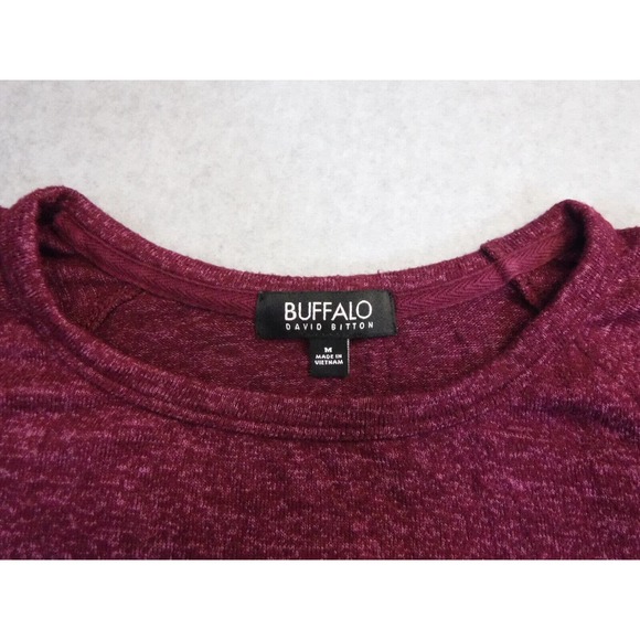 Buffalo David Bitton Size Medium Raglan Long-Sleeved Shirt in Heathered Maroon - Picture 3 of 7